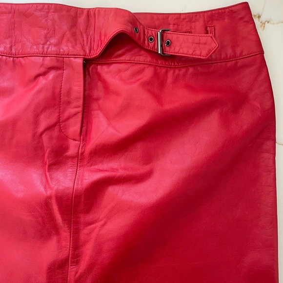 100% genuine leather red mini skirt size 12 - Picture 3 of 5